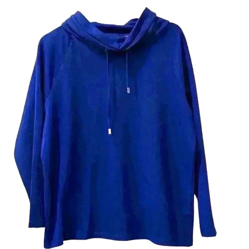 Allison Daley Blue Cowl Neck Pullover Top Womens Size Medium